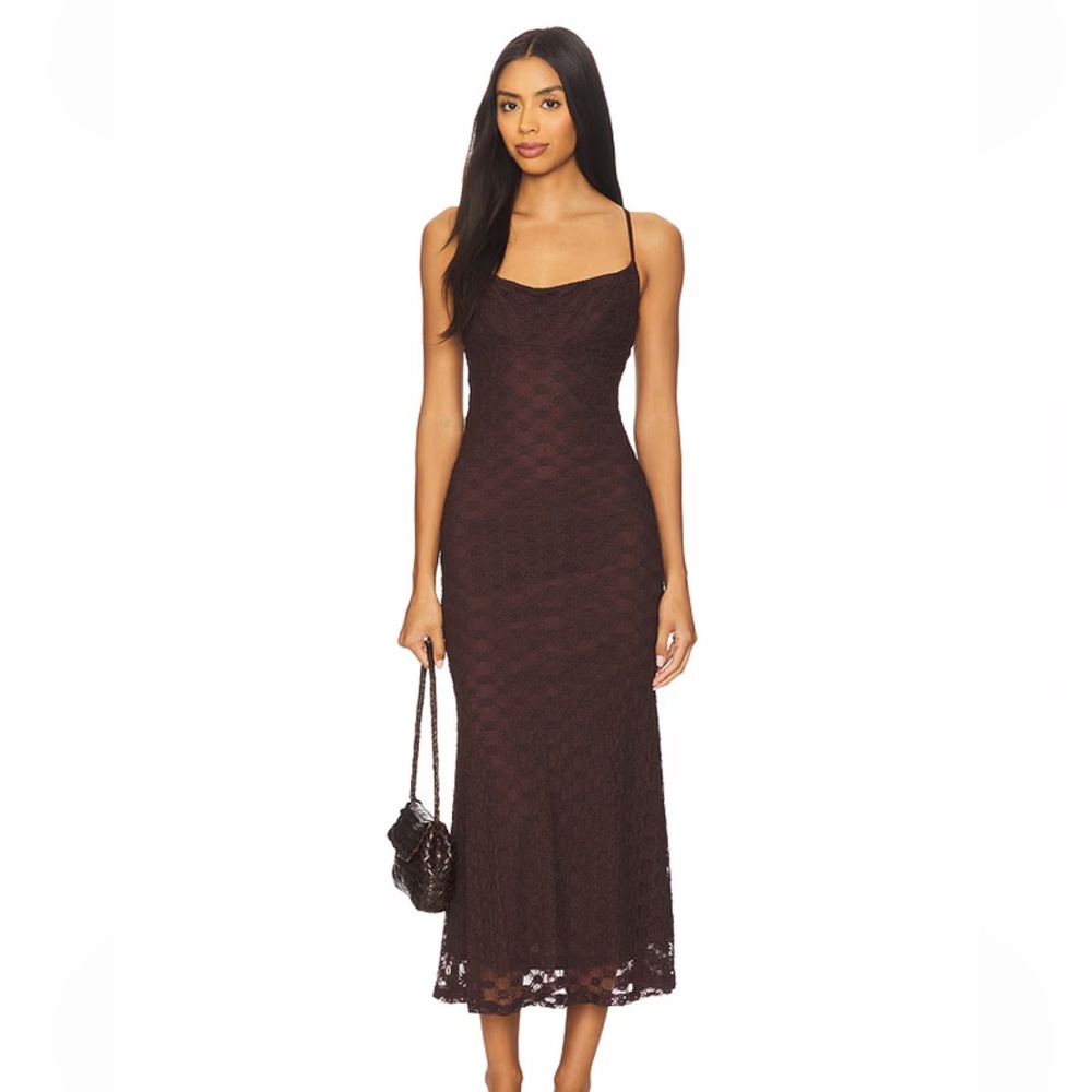 Bardot Dark Plum Lace Slip Dress - Picture 5 of 7